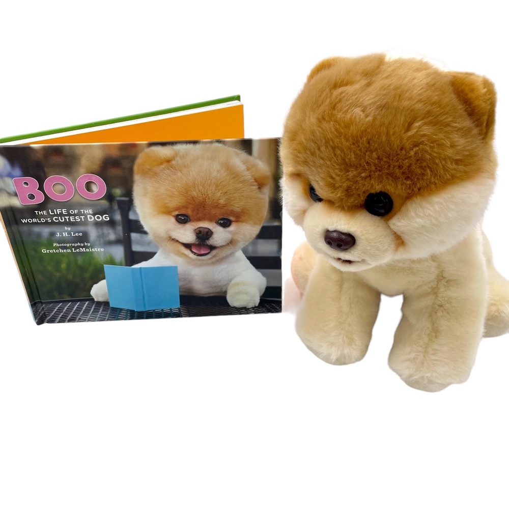 Set of 2‎ - GUND Boo World’s Cutest Dog Pomeranian Stuffed Animal 9” + Boo Book